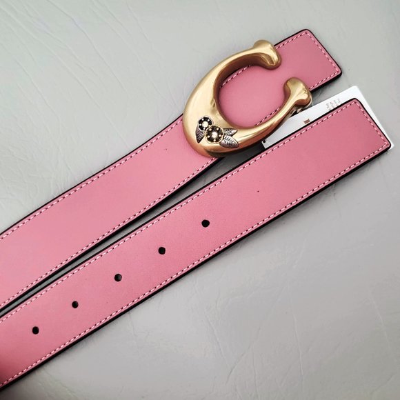 NEW COACH Tea Rose Buckle Reversible Leather Belt - Picture 5 of 7